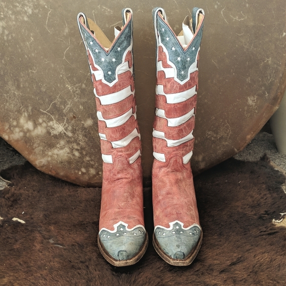 CORRAL A2515 ladies leather American Flag USA western cowboy boots snip toe sz 6 - Picture 9 of 15